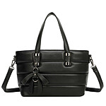 Gallantry Sac Cabas Matelassé pour Femme avec Ruban Décoratif et Bandoulière Réglable Noir