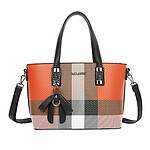 Gallantry Sac Cabas pour Femme Édition Mini Jolie Motif Écossais avec Bandoulière Noir / Orange