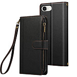 Avizar Étui Folio pour iPhone 16e à Zip avec Bandoulière Amovible Noir
