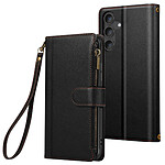 Avizar Étui Folio pour Samsung Galaxy S24 / S25 à Zip avec Bandoulière Amovible Noir