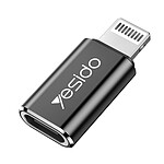 Yesido Adaptateur USB-C vers Lightning pour iPhone iPad Transfert et Charge Rapide Noir / Argent