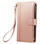 Avizar Étui Portefeuille pour Redmi Note 14 Pro / Pro Plus à Zip avec Dragonne Rose