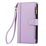 Avizar Étui Portefeuille pour iPhone 16e Zippé avec Bandoulière Détachable Lavande