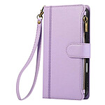 Avizar Étui Portefeuille pour iPhone 16 Zippé avec Dragonne Détachable Lavande