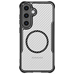 Avizar Coque pour Samsung Galaxy S24 Antichocs MagSafe Effet Carbone Noir transparent