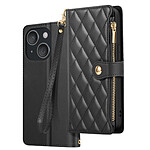 Avizar Étui Portefeuille pour iPhone 15 Texturé avec Support Vidéo et Porte-cartes Noir