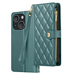 Avizar Étui Portefeuille pour iPhone 15 Texturé avec Support Vidéo et Porte-cartes Vert foncé