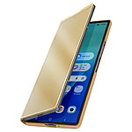 Avizar Étui de Protection pour Galaxy Z Fold 7 Clear View avec Support Vidéo Dorée