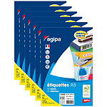 AGIPA Etui A5 ( 16F ) de 1792 étiquettes multi-usage Permanentes 12x18,3 mm Blanc x 6