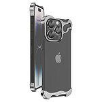 Avizar Protection Design pour iPhone 14 Pro Max Coque Bumper Métallique Renforcée Argent