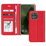 Avizar Étui à Clapet pour Fairphone 6 avec Porte Cartes Intégré Support Vidéo Rouge
