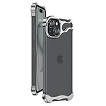 Avizar Protection Design pour iPhone 15 Coque Bumper Métallique Renforcée Argent
