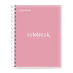 MIQUELRIUS Cahier à spirale - A4 (21x29,7cm) - Petits carreaux - 120 pages - couverture en polypro rose