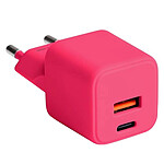 Forever Chargeur GaN Secteur Double Port USB 18W QC et USB-C 30W PD Rouge