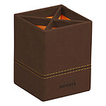 RHODIA Pot à Crayons Bronze - 8 x 8 x 11 cm - Piqûres Sellier Orange