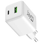 Jaym Chargeur Secteur USB-C Power Delivery 30W / USB-A QuickCharge 18W GaN Compact Blanc