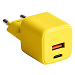 Forever Chargeur Secteur Rapide USB-A 18W QC / USB-C 30W PD Compact GaN Jaune