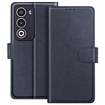 Avizar Étui Portefeuille pour Oppo A5 Série Chesterfield avec Fonction Support Bleu nuit