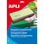 APLI Pochette 240 étiquettes invisible polyester jet d'encre 10 feuilles 70x37 mm