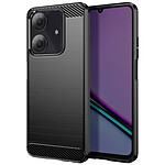 Avizar Coque pour Realme Note 60 en Silicone Effet Carbone Texture Brossée Noir