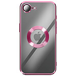 Avizar Coque pour iPhone 16e avec Contour Chromé en Silicone Souple Rose