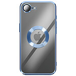 Avizar Coque pour iPhone 16e avec Contour Chromé en Silicone Souple Bleu