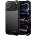 Avizar Coque pour iPhone 17 Pro en Silicone Effet Carbone Texture Brossée Noir