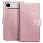 Avizar Étui Portefeuille pour iPhone Air Série Chesterfield avec Fonction Support Rose champagne