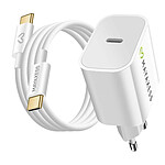 Mayaxess Chargeur Secteur 20W + Câble USB-C 1m pour iPhone 17 / 17 Pro / 17 Pro Max / 17 Air Blanc