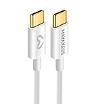 Mayaxess Câble de charge USB-C vers USB-C pour iPhone 17 Pro 1m Blanc