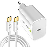 Mayaxess Chargeur Secteur 20W pour iPhone 17 avec Câble USB-C 1m Blanc
