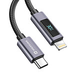 Swissten Câble 3A Charge et Synchro USB-C vers Lightning 30W 1m avec Écran Led Noir