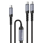 Swissten Câble 5A 2-en-1 USB-C Charge et Synchro 100W 1,5m Noir