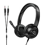 Hoko Casque Audio Filaire Jack 3.5mm avec Microphone Anti-bruit Orientable Noir