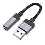 Hoko Adaptateur Audio Jack 3.5mm Femelle vers USB-A Mâle 15cm Noir