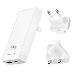 Swissten Chargeur de Voyage MacBook Laptop GaN 65W Port USB-C et USB Prises EU / UK / US Blanc