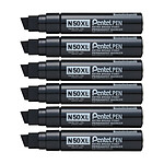 PENTEL Marqueur permanent N50XL Corps Aluminium Pointe biseautée 17 mm Noir x 6 PENTEL Marqueur permanent N50XL Corps Aluminium Pointe biseautée 17 mm Noir x 6