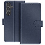 Avizar Étui Portefeuille pour Galaxy S25 FE Série Chesterfield avec Fonction Support Bleu nuit