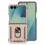 Avizar Coque pour Galaxy Z Flip 7 avec Anneau Rotatif et Fonction Support Rose champagne