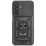 Avizar Coque pour Galaxy A17 avec Bague Support et Cache Caméra Coulissant Noir