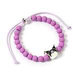 Hello Kitty - Bracelet perles violettes avec breloque Kuromi 21 cm