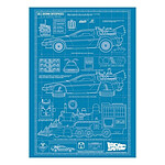 Retour vers le futur - Lithographie Time Machine Blueprint Limited Edition 42 x 30 cm