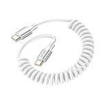 4smarts Câble USB-C vers USB-C 100W 480 Mb/s Spiralé Rétractable 12 à 50cm Blanc