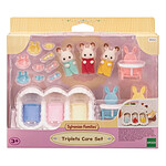 Sylvanian Families - Les triplés et accessoires de puériculture.