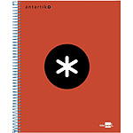 ANTARTIK Cahier spirale A5 240p 100g couverture rembordée quadrillage 5mm 6 trous coil-lock - Rouge