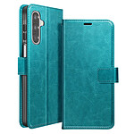 Mayaxess Étui Portefeuille pour Galaxy A17 avec Dragonne et Fonction Stand Bleu canard