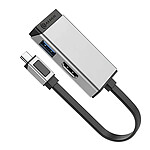 A-Logic HUB 2 en 1 USB-C vers HDMI 4K 60Hz et USB-A 3.2 Série MagForce Noir / Argent
