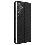 Avizar Étui Folio pour Galaxy S25 FE Effet Carbone Cadre Métallisé avec Porte-cartes