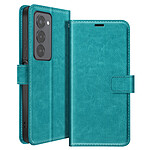 Mayaxess Étui Portefeuille pour Xiaomi Redmi 15 5G avec Dragonne et Fonction Stand Bleu canard