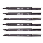 UNI-BALL Feutre technique PIN 01200 GF 0,1 mm Gris foncé x 6
